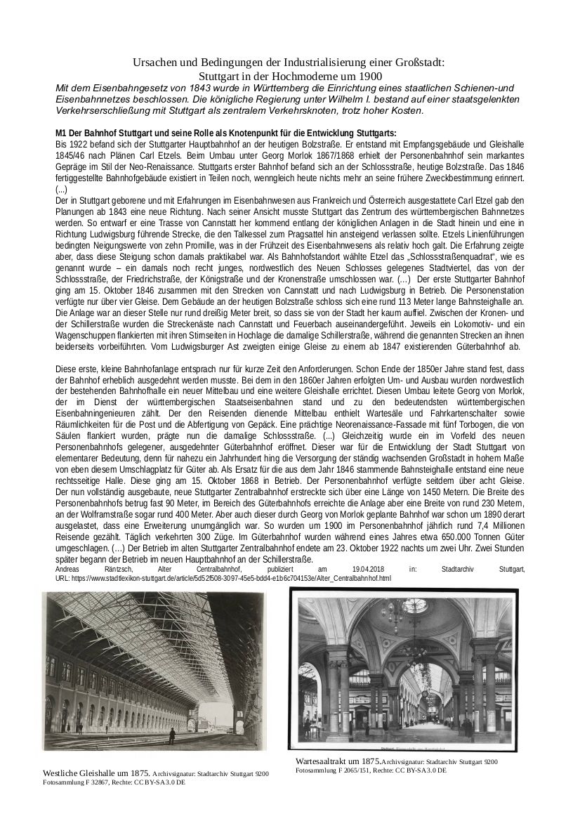 Arbeitsblatt Industrialisierung