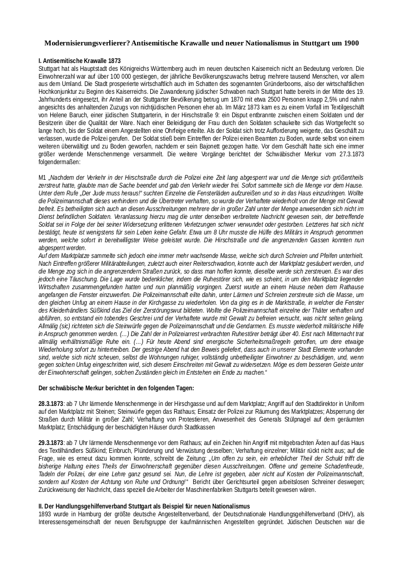 Arbeitsblatt Antisemitismus