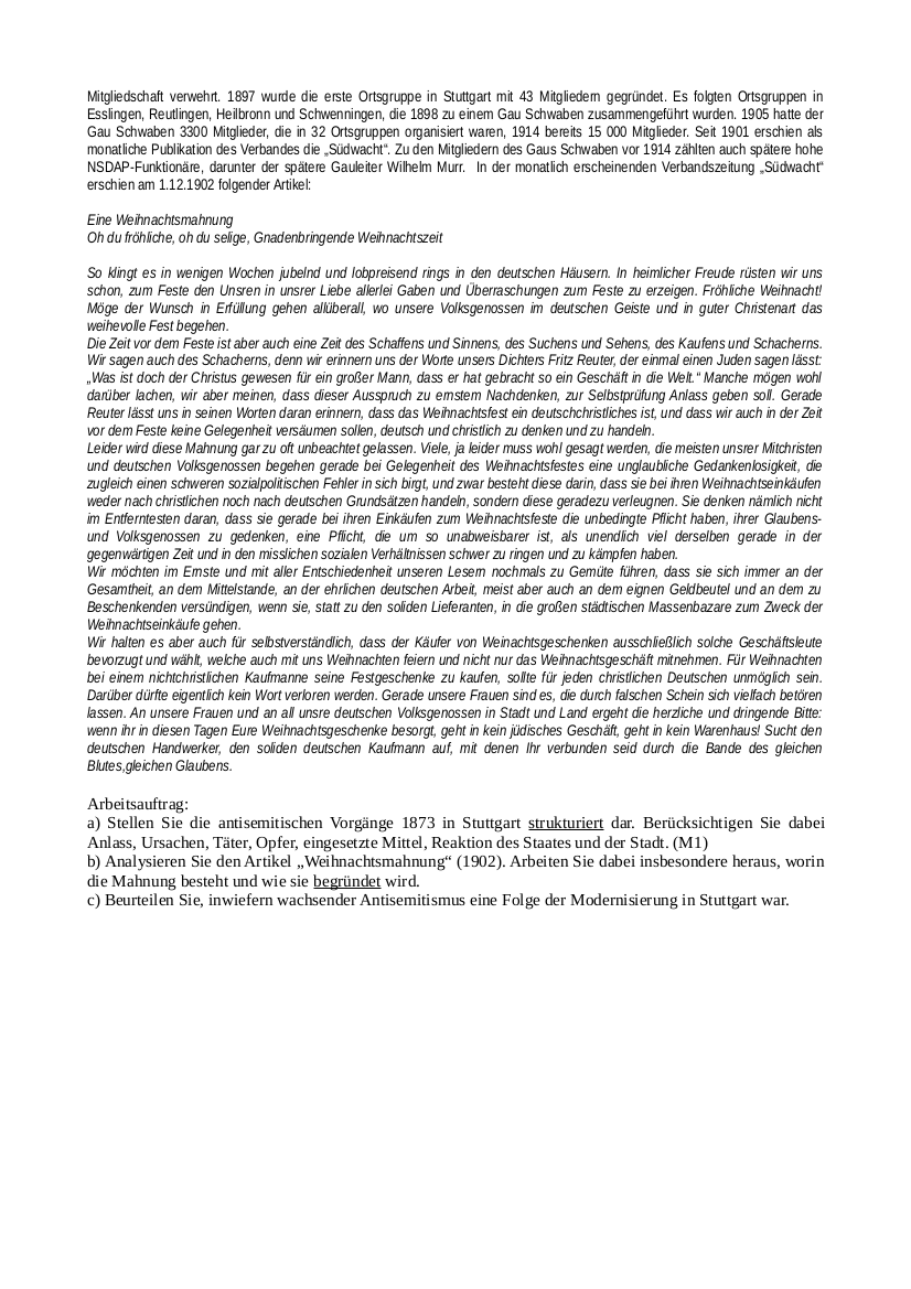 Arbeitsblatt Antisemitismus