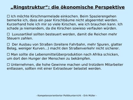 "Ringstruktur": die ökonomische Perspektive: Bewertung von Aussagen
