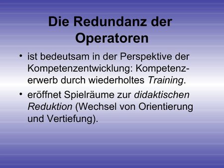 Die Redundanz der Operatoren