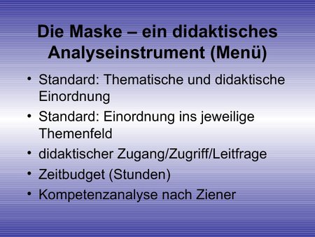 Die Maske - ein didaktisches Analyseinstrument (Menü)