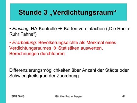 Verdichtungsraum - Stunde 3: Erarbeitung