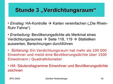 Verdichtungsraum - Stunde 3: Sicherung, HA