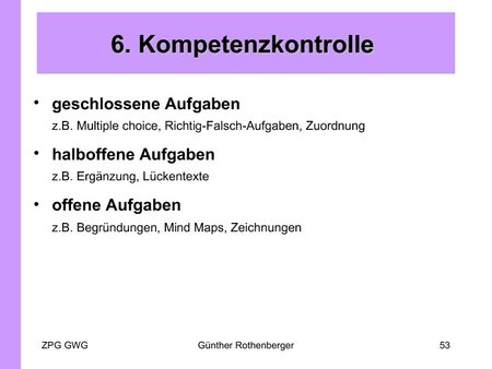 Kompetenzkontrolle: Aufgabentypen