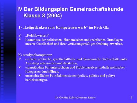 Bildungsplan Gemeinschaftskunde Klasse 8 (2004)
