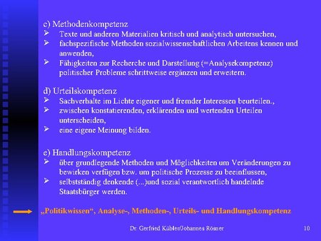 Methoden-, Urteils-, Handlungskompetenz