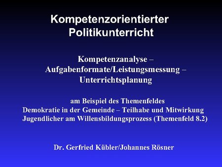 Kompetenzorientierter Politikunterricht