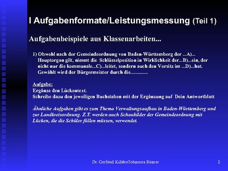 Aufgabenformate / Leistungsmessung (Teil 1)