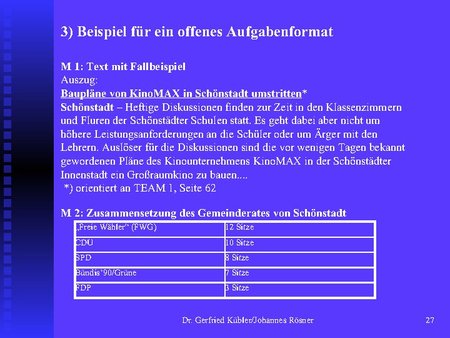 Beispiel für ein offenes Aufgabenformat