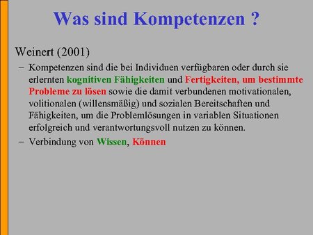 Weinert: Fertigkieten und Können