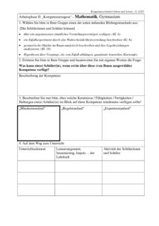 Arbeitsphase II: Kompetenzexegese - Mathematik, Gymnasium