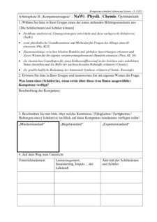 Arbeitsphase II: Kompetenzexegese - NaWi - Physik, Chemie, Gymnasium