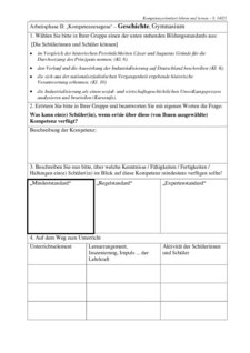 Arbeitsphase II: Kompetenzexegese - Geschichte, Gymnasium