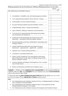 Bildungsstandards für das Fach Deutsch / Mittlerer Bildungsabschluss (in Auswahl)