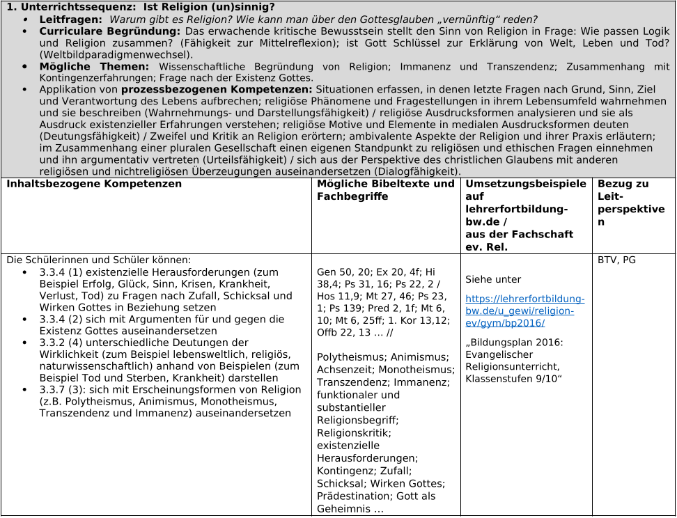 Unterrichtssequenz 1