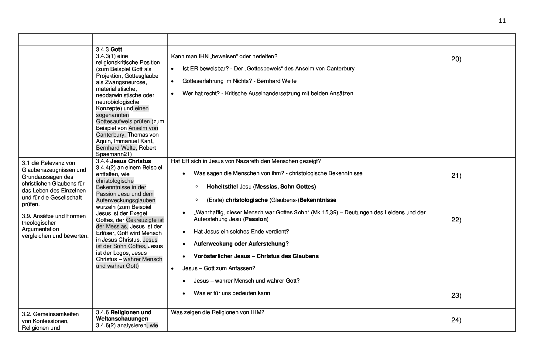 Beispielcurriculum 1 im Basisfach, Seite 11