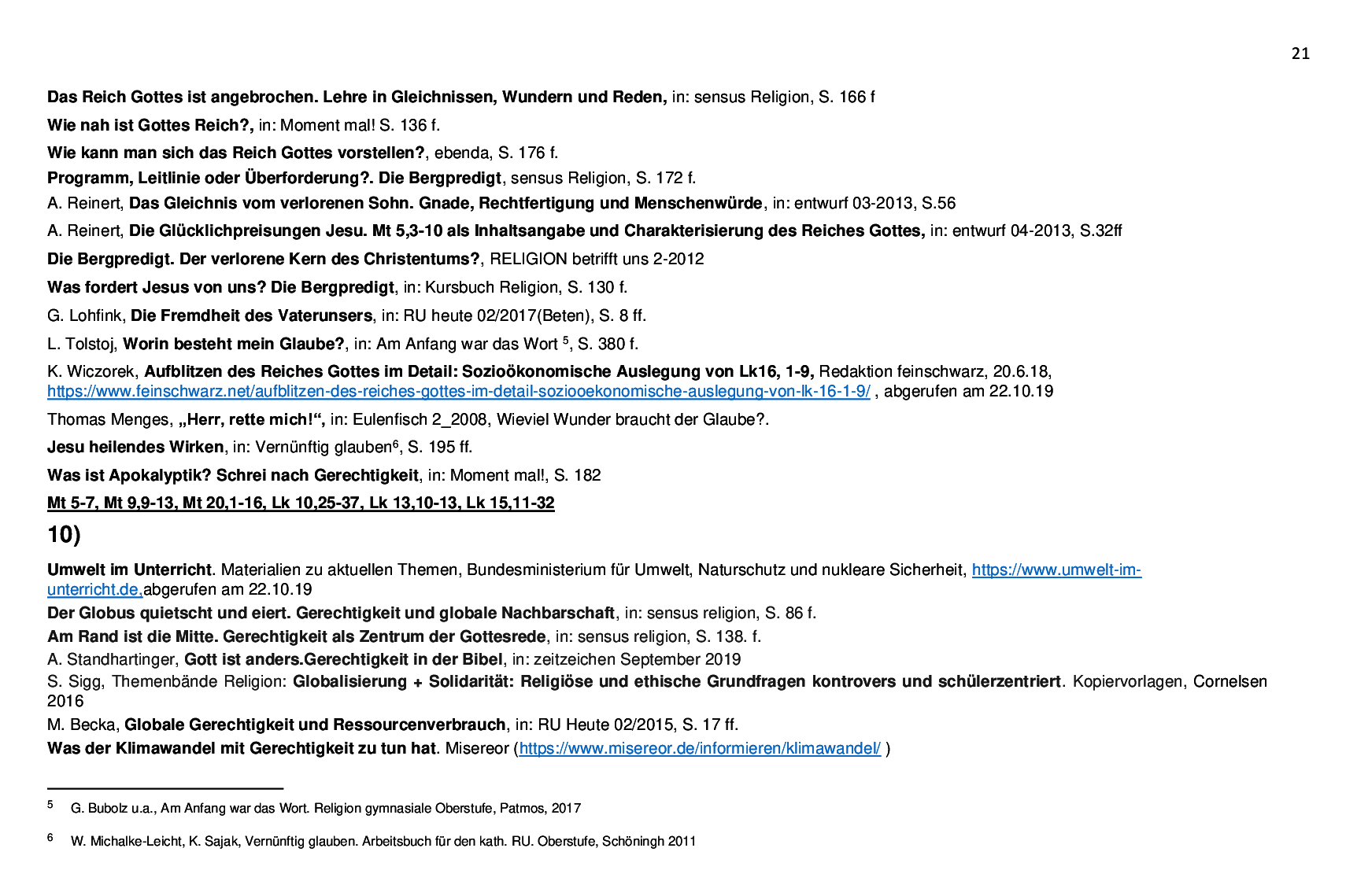 Beispielcurriculum 1 im Basisfach, Seite 21