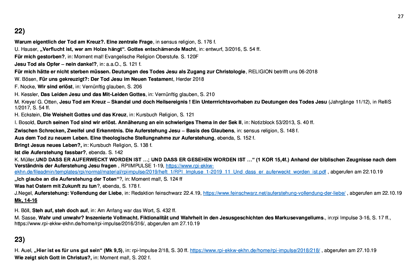 Beispielcurriculum 1 im Basisfach, Seite 27