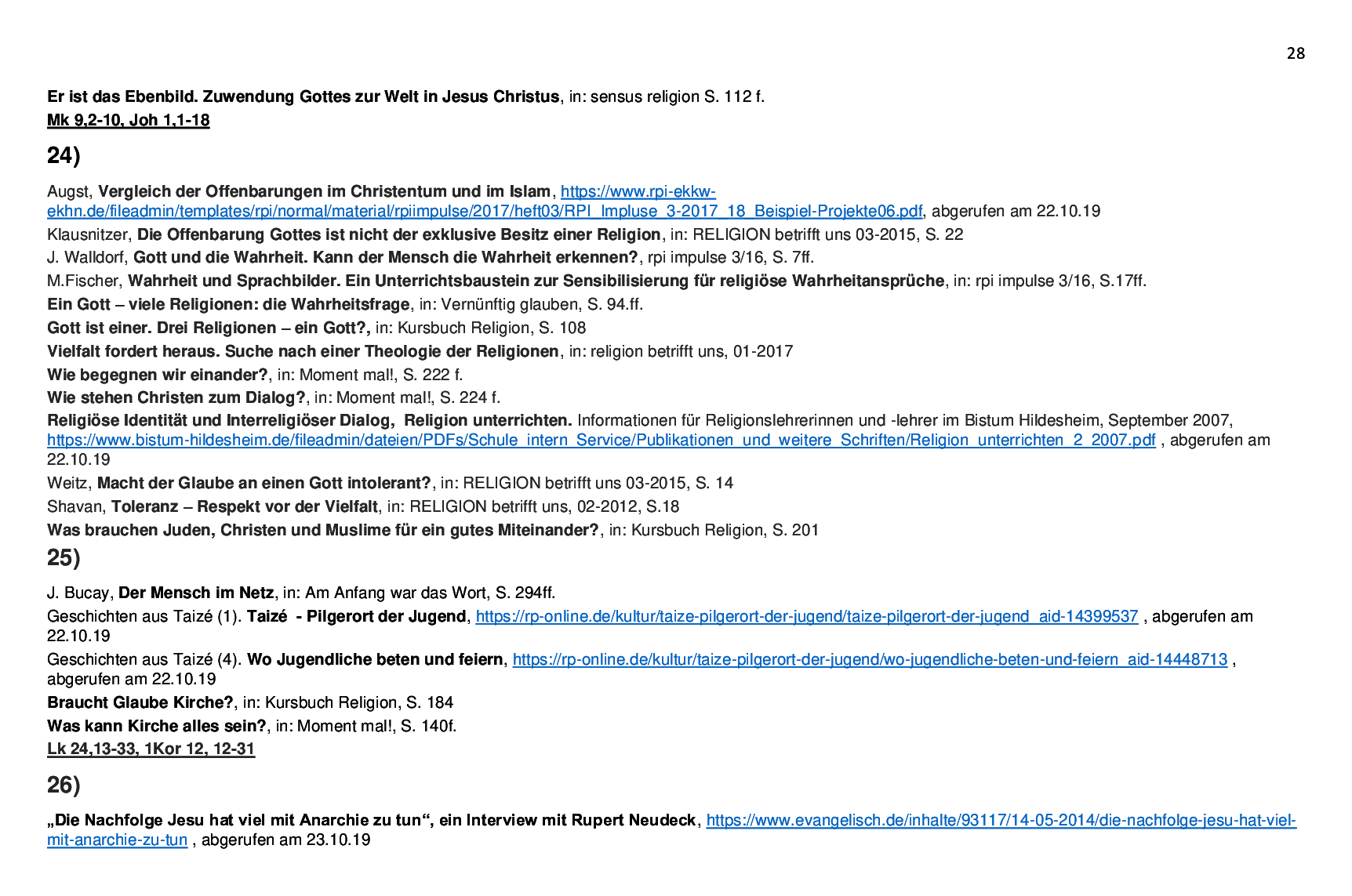 Beispielcurriculum 1 im Basisfach, Seite 28
