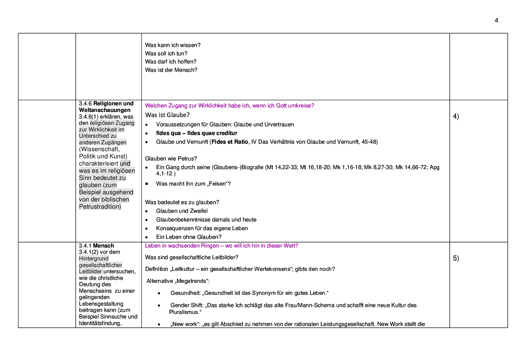 Beispielcurriculum 1 im Basisfach, Seite 4