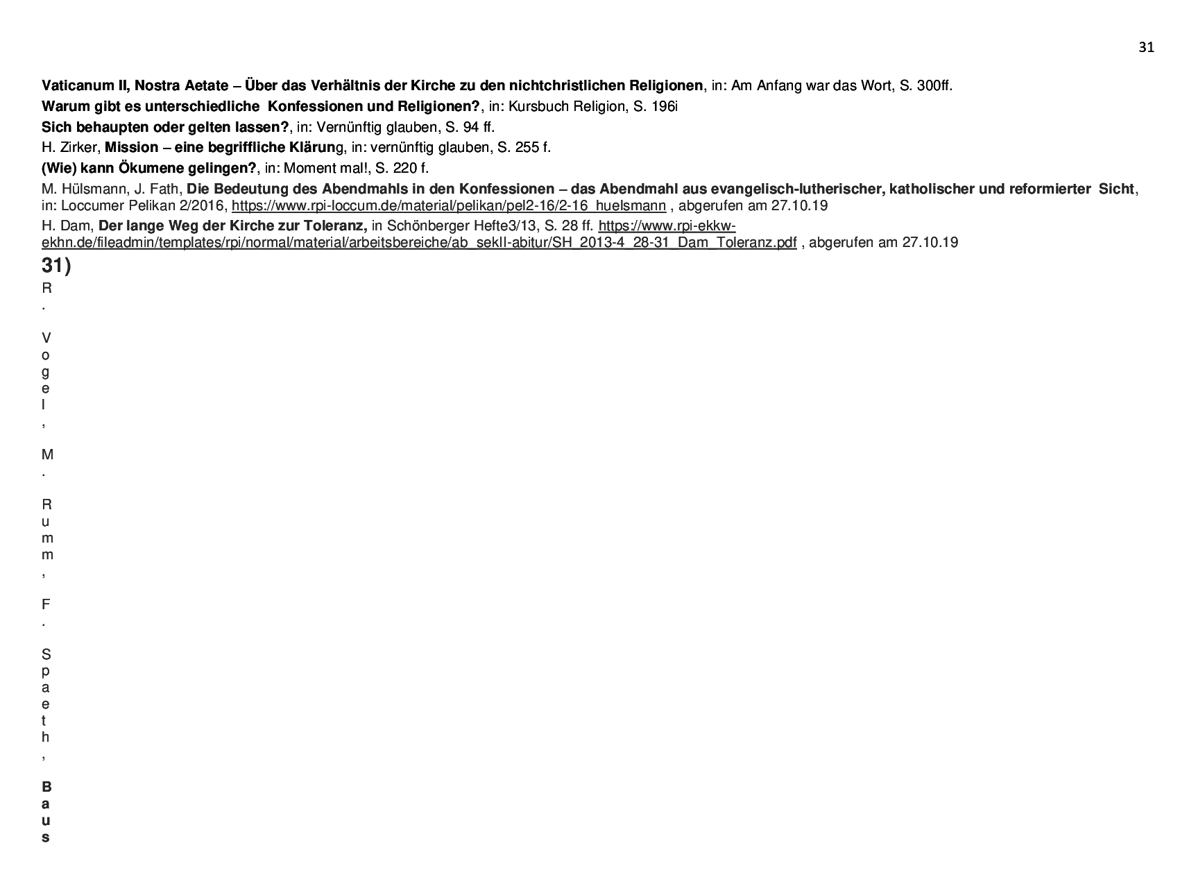 Beispielcurriculum 1 im Basisfach, Seite 31