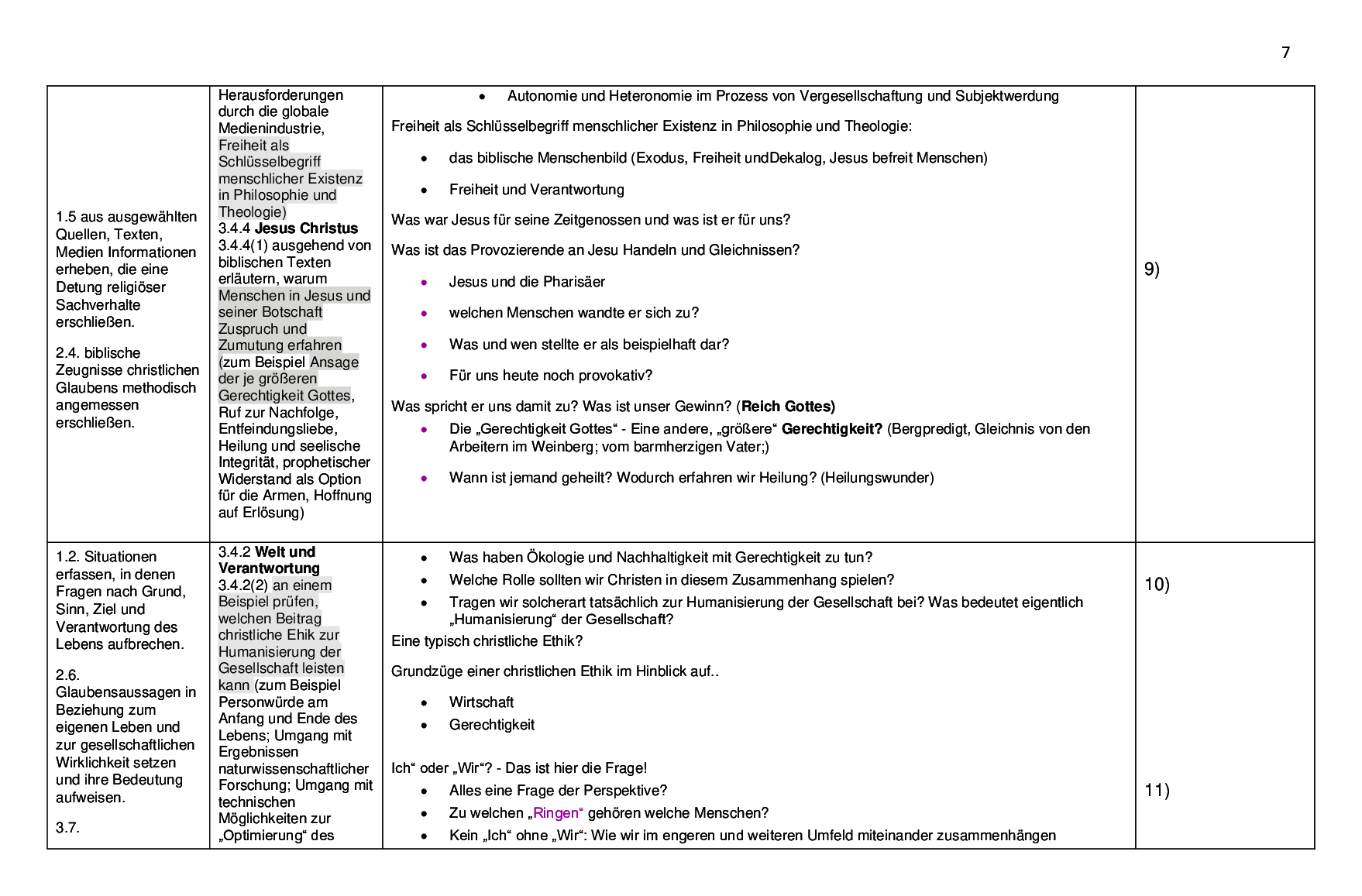 Beispielcurriculum 1 im Basisfach, Seite 7
