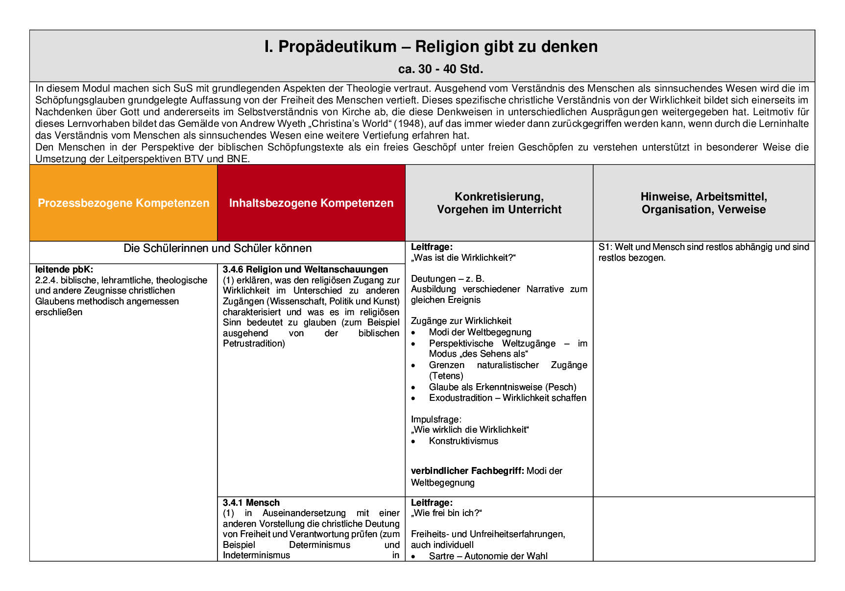 Beispielcurriculum 2 im Basisfach, Seite 2