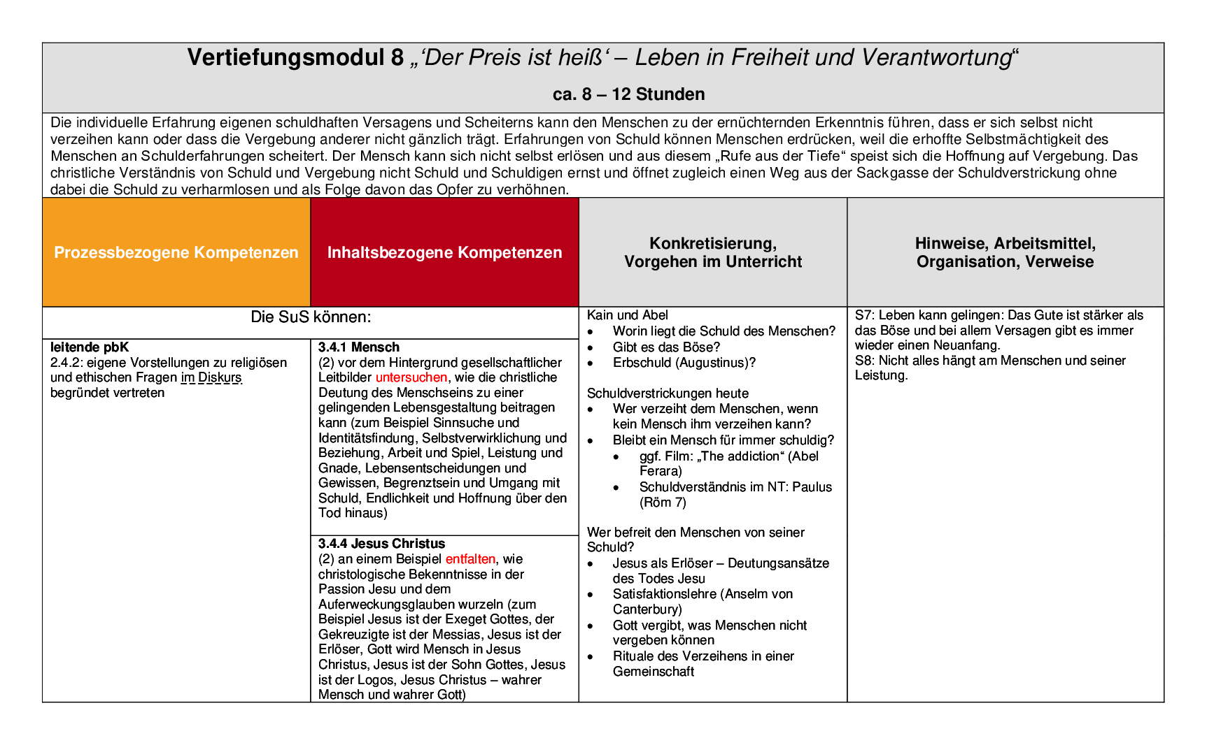 Beispielcurriculum 2 im Basisfach, Seite 13