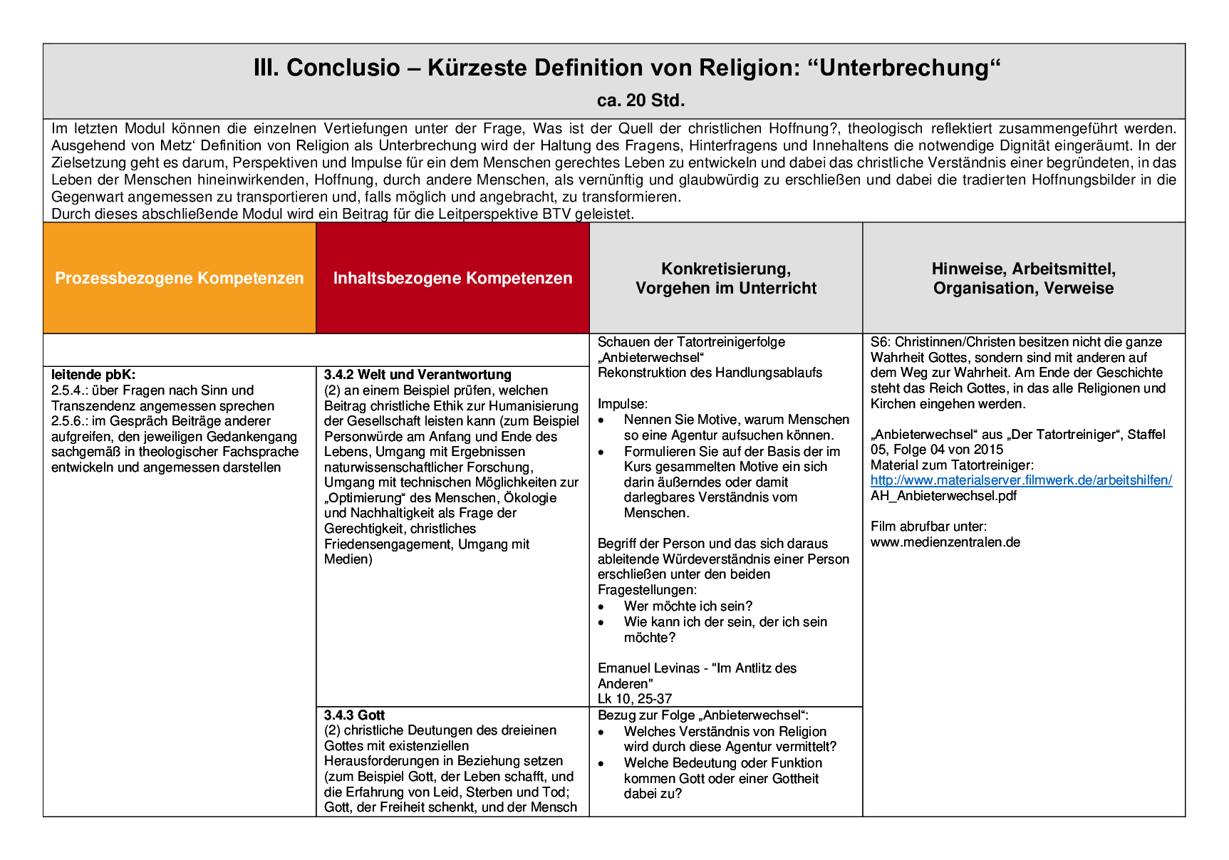 Beispielcurriculum 2 im Basisfach, Seite 16