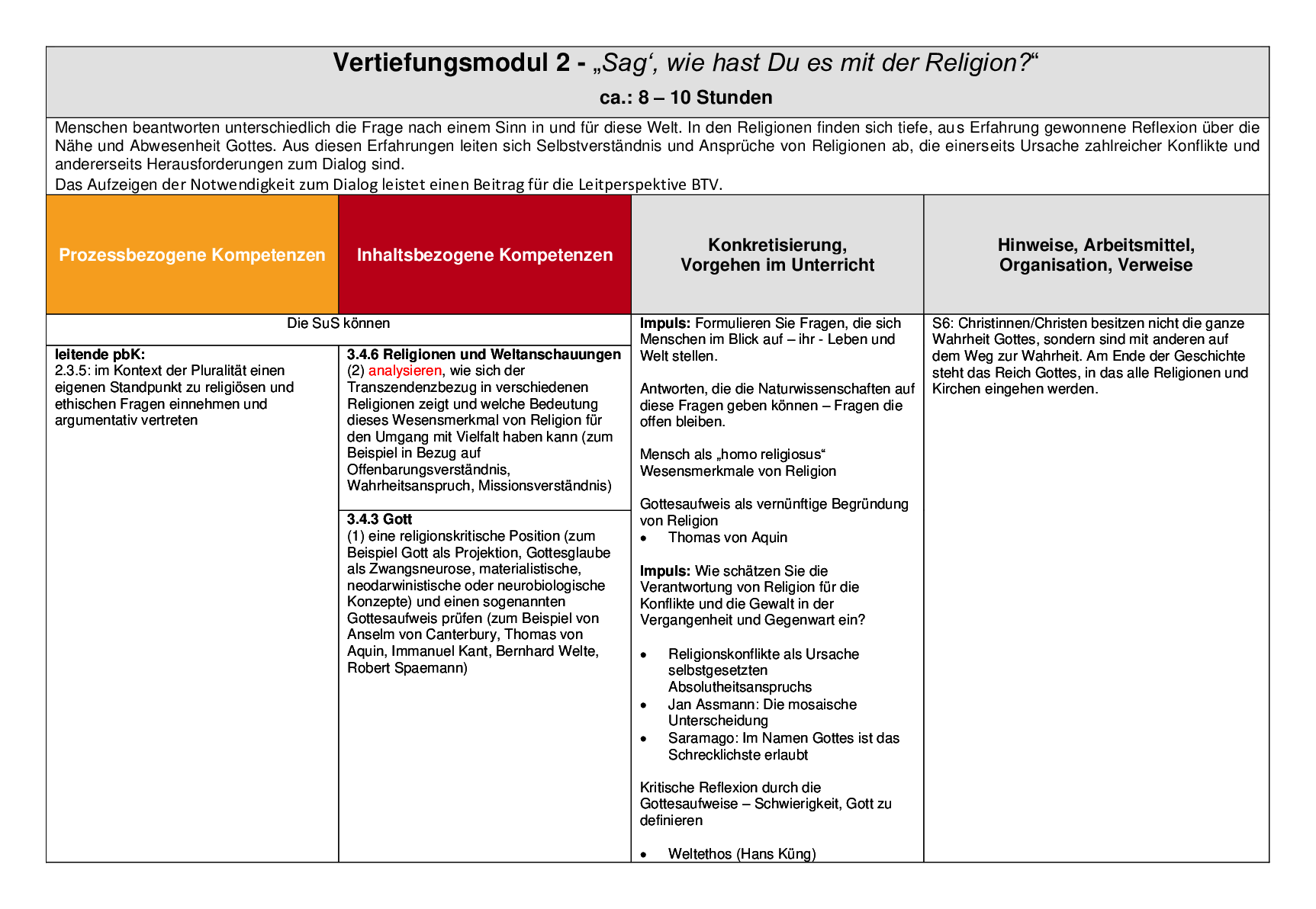 Beispielcurriculum 2 im Basisfach, Seite 6