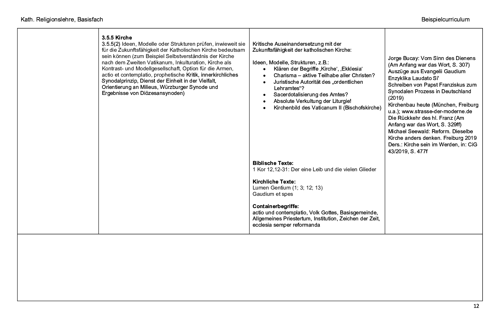 Beispielcurriculum 3 im Basisfach, Seite 12