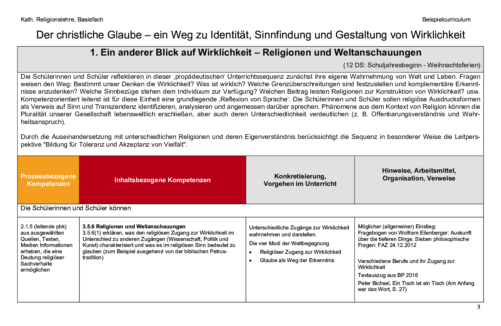 Beispielcurriculum 3 im Basisfach, Seite 3