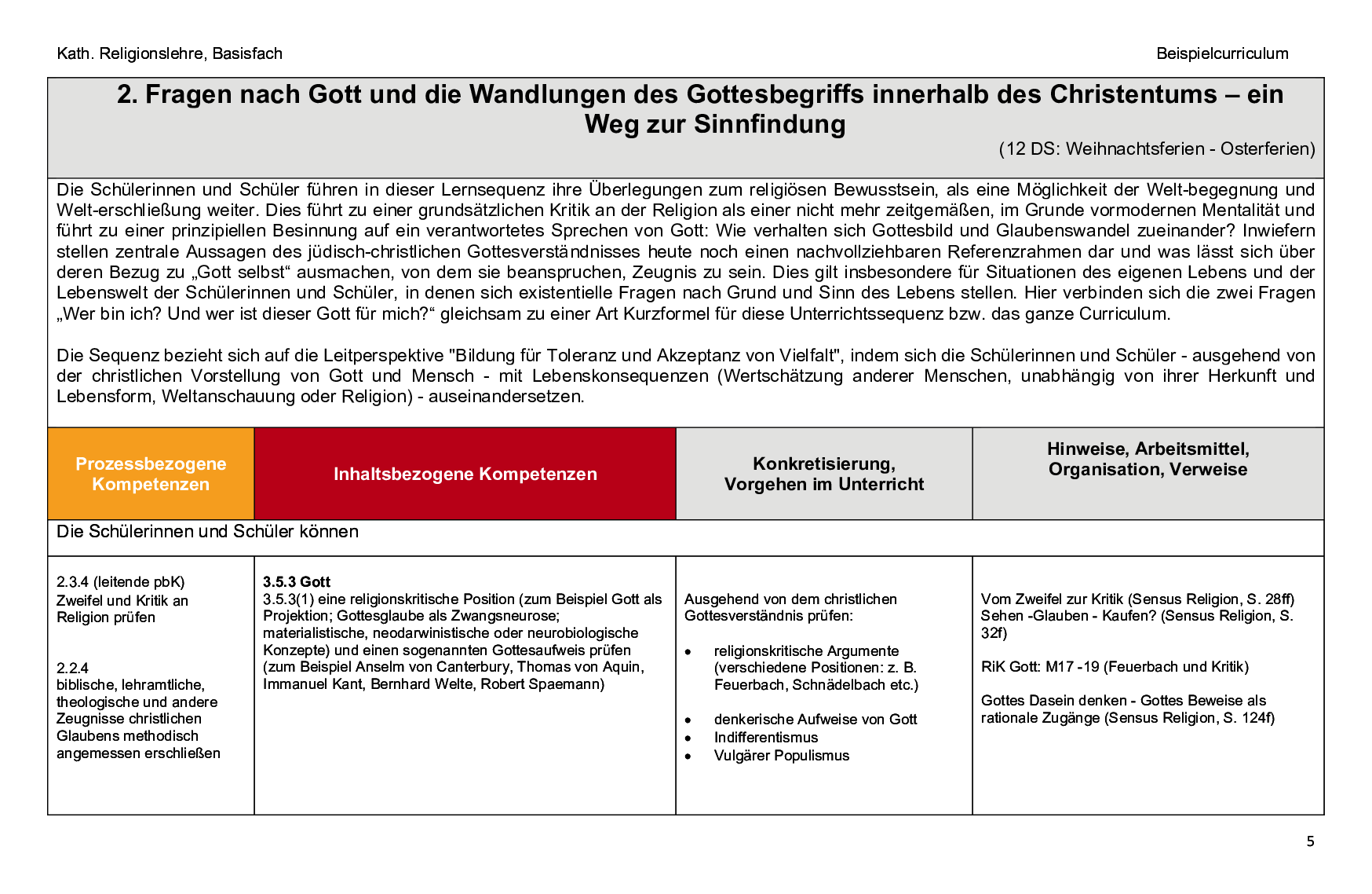 Beispielcurriculum 3 im Basisfach, Seite 5