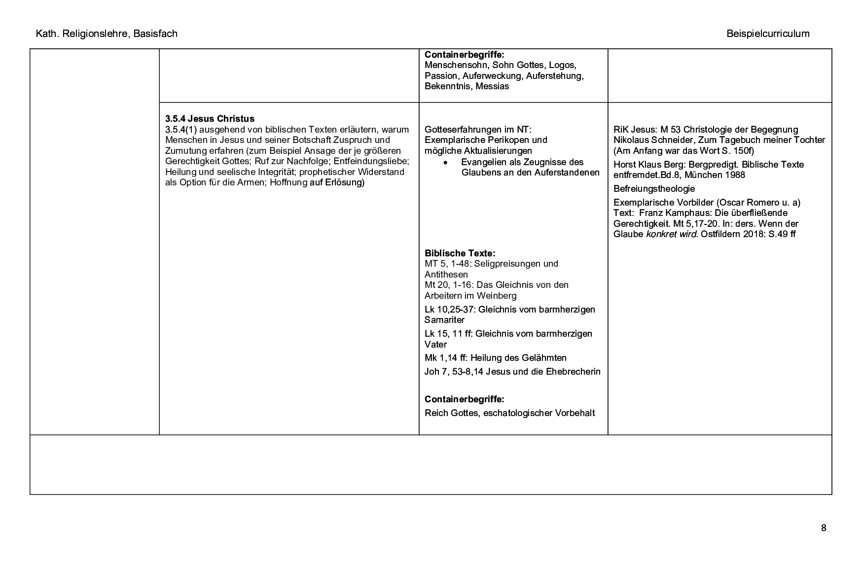 Beispielcurriculum 3 im Basisfach, Seite 8