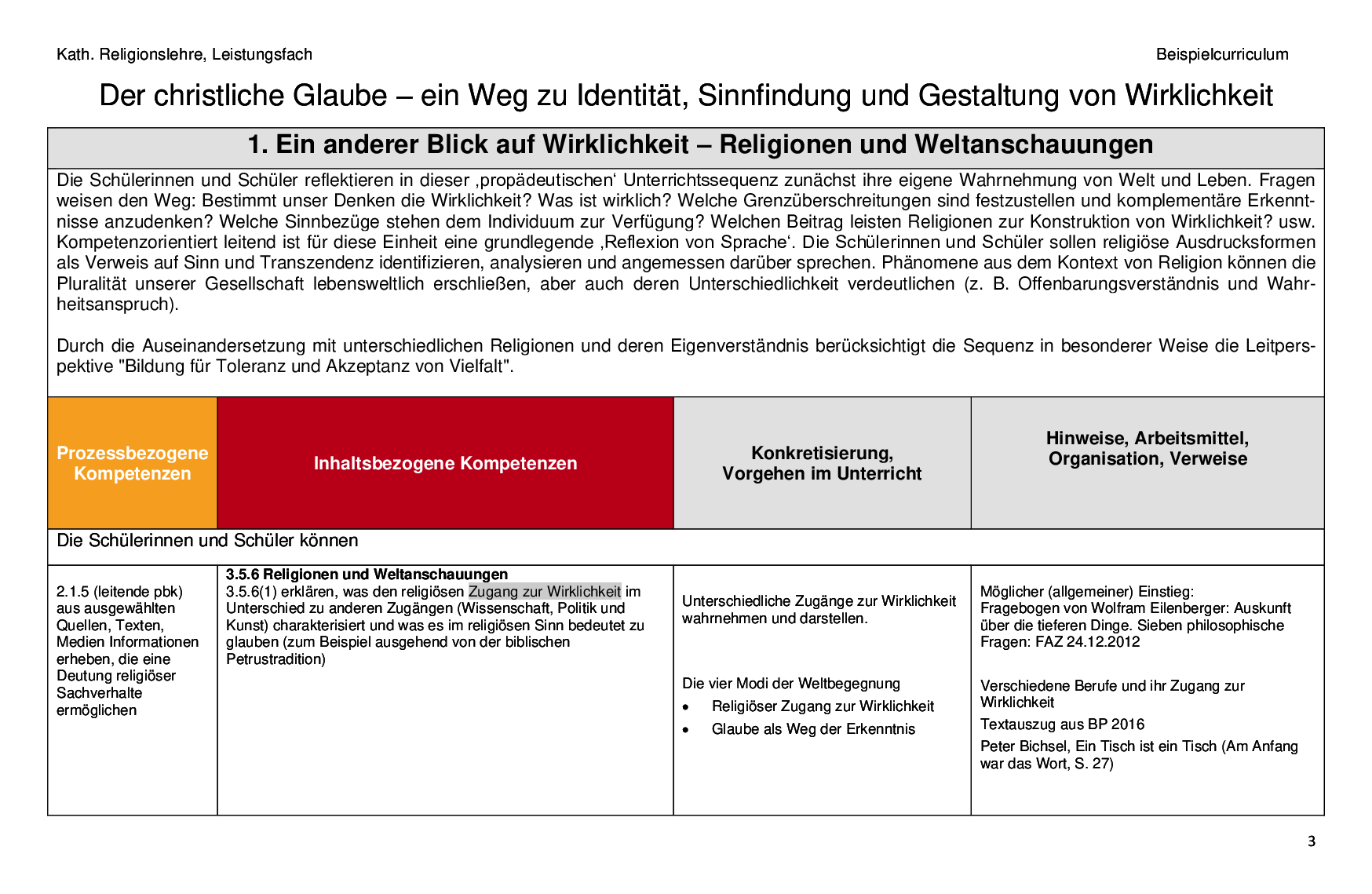 Beispielcurriculum 1 im Leistungsfach, Seite 3