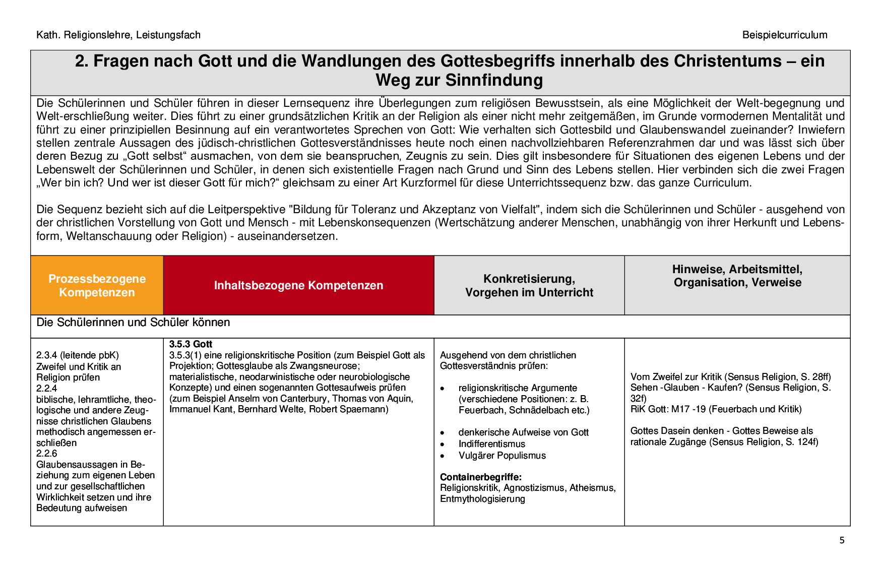 Beispielcurriculum 1 im Leistungsfach, Seite 5