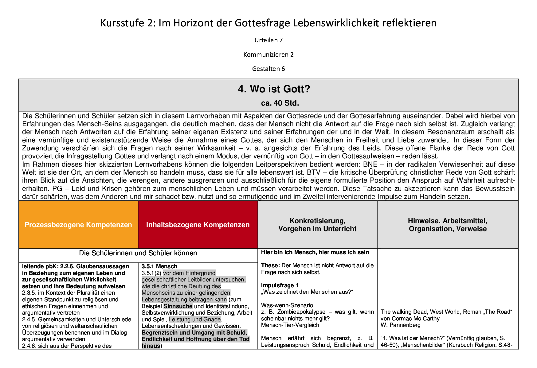 Beispielcurriculum 2 im Leistungsfach, Seite 11