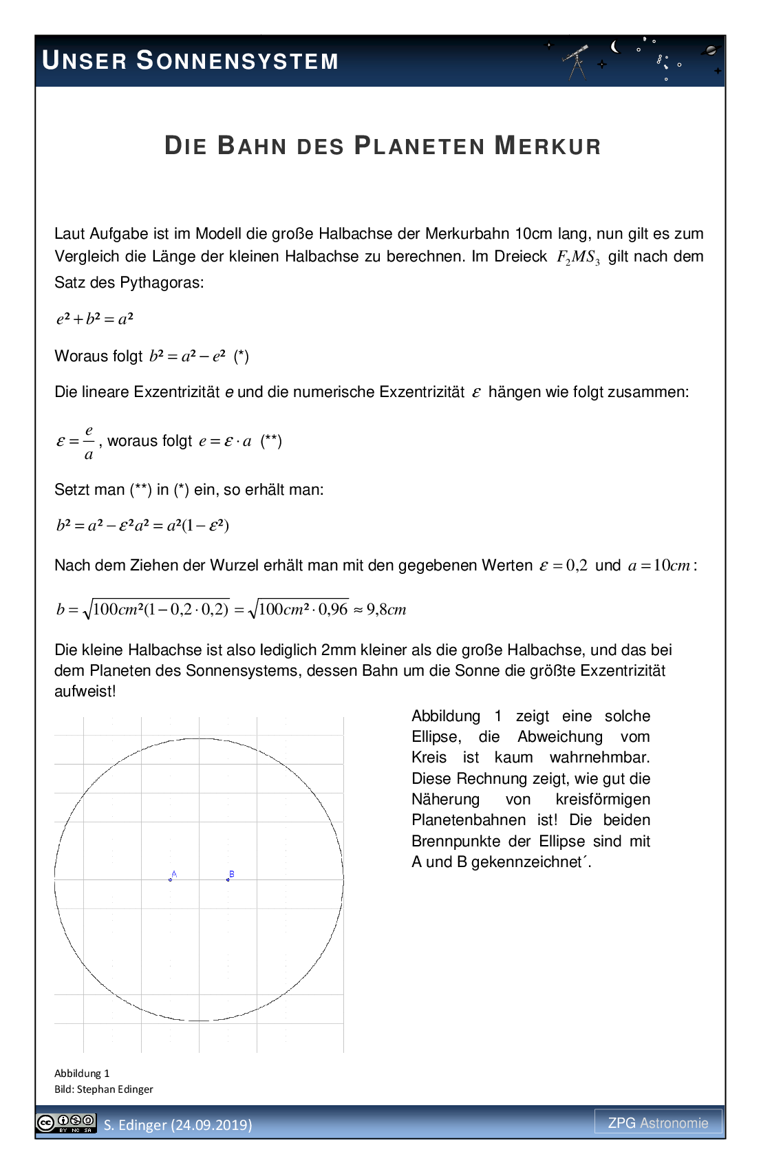 Die Bahn des Planeten Merkur: Lösung