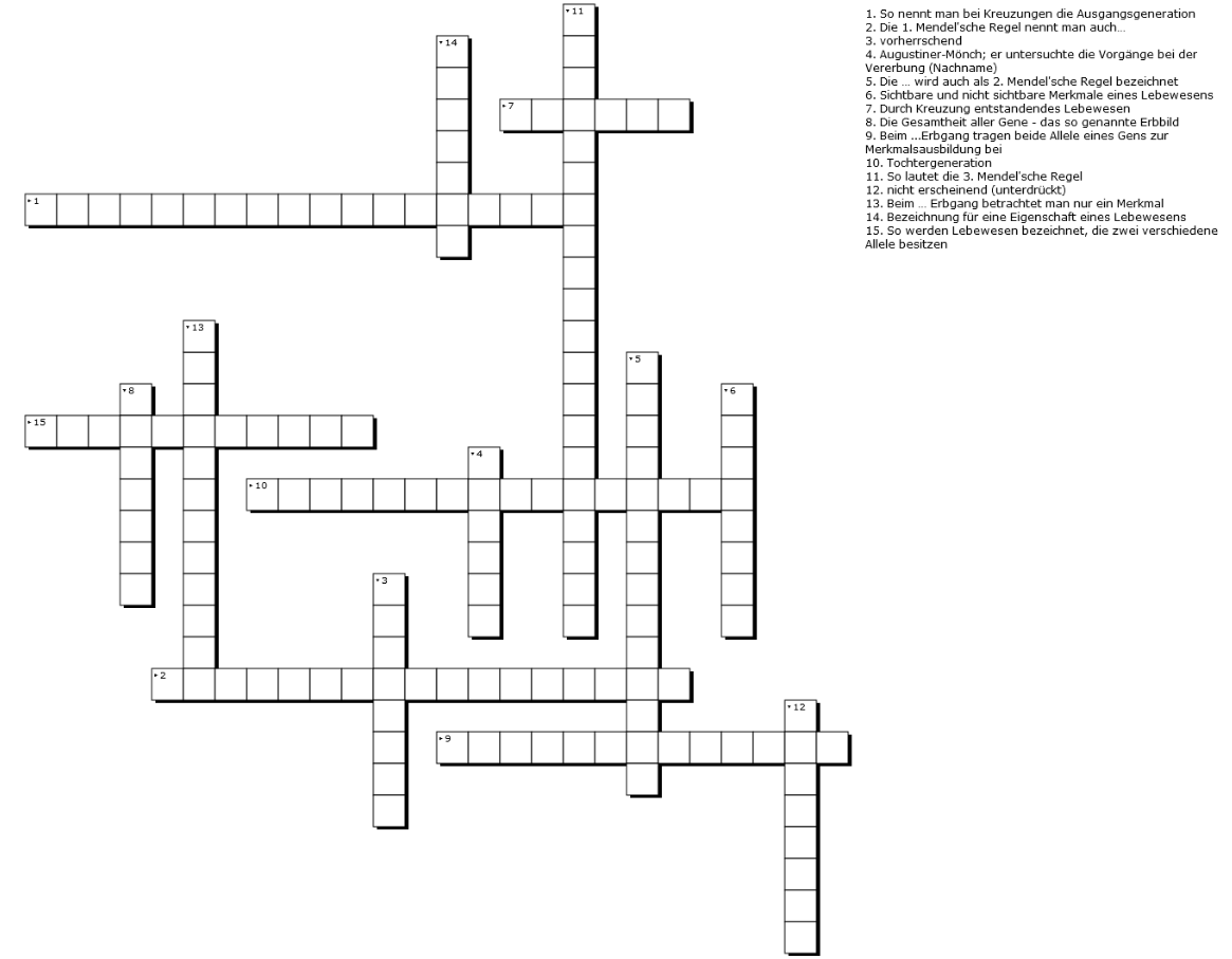 Kreuzworträtsel Beispiel 1