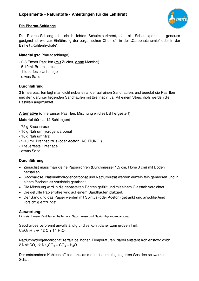 Experimente mit Naturstoffen