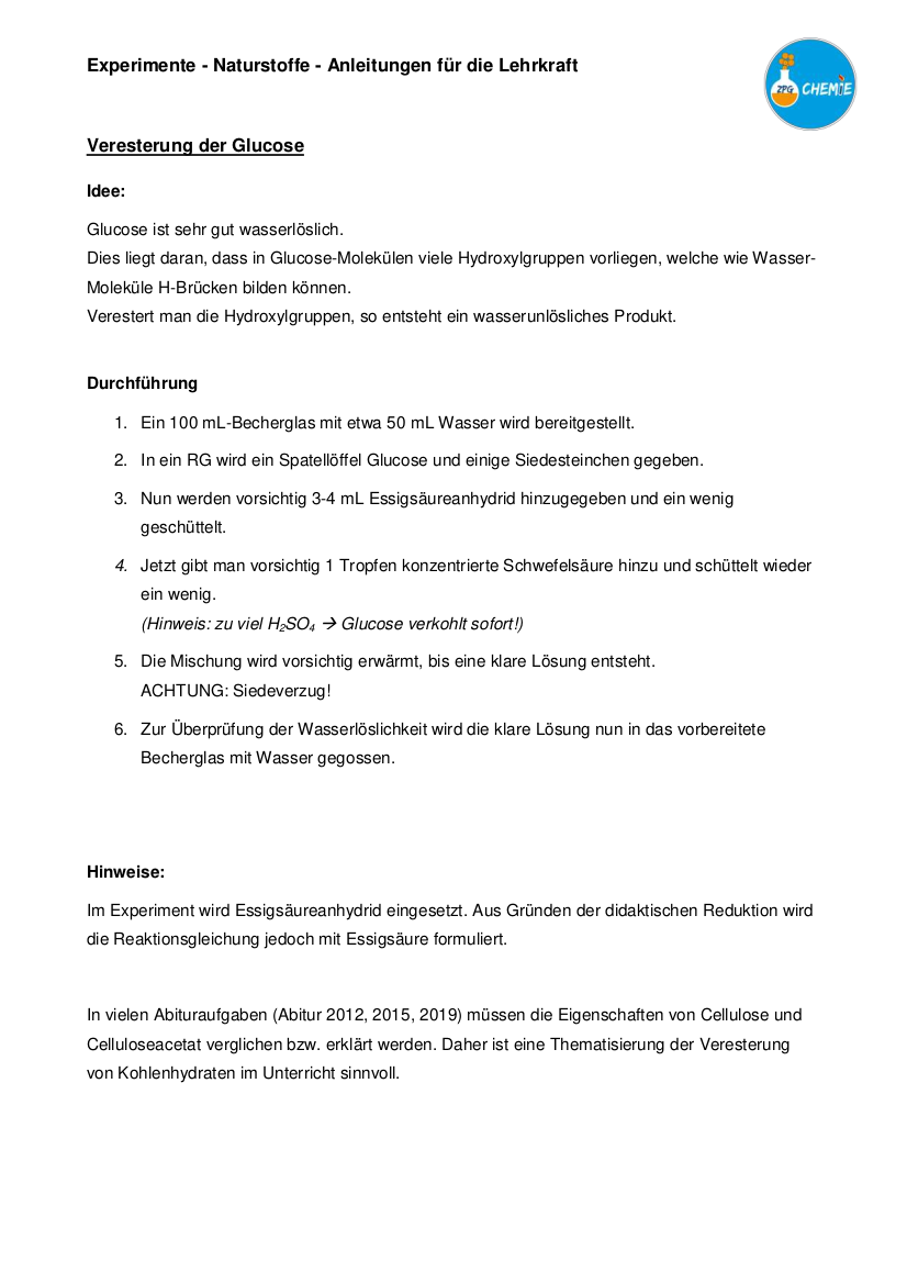 Experimente mit Naturstoffen