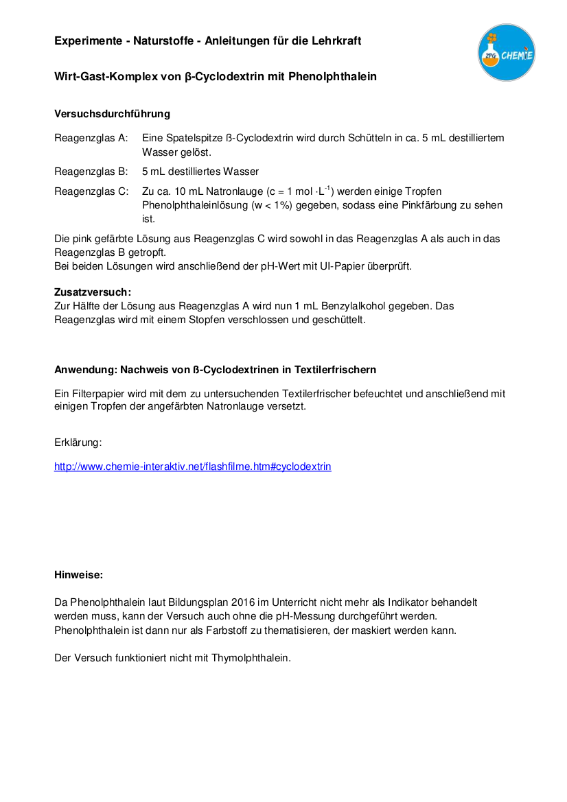 Experimente mit Naturstoffen