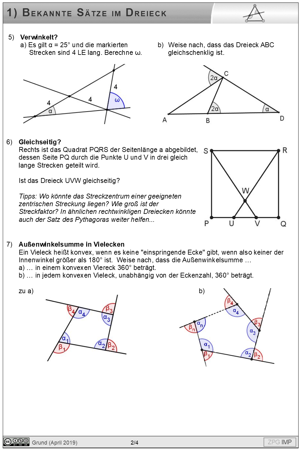 Bekannte Sätze im Dreieck – Lösung