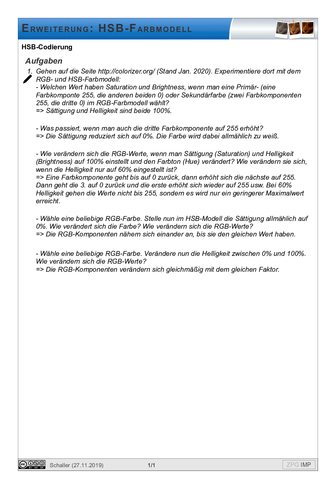 HSB Farbmodell: Lösung