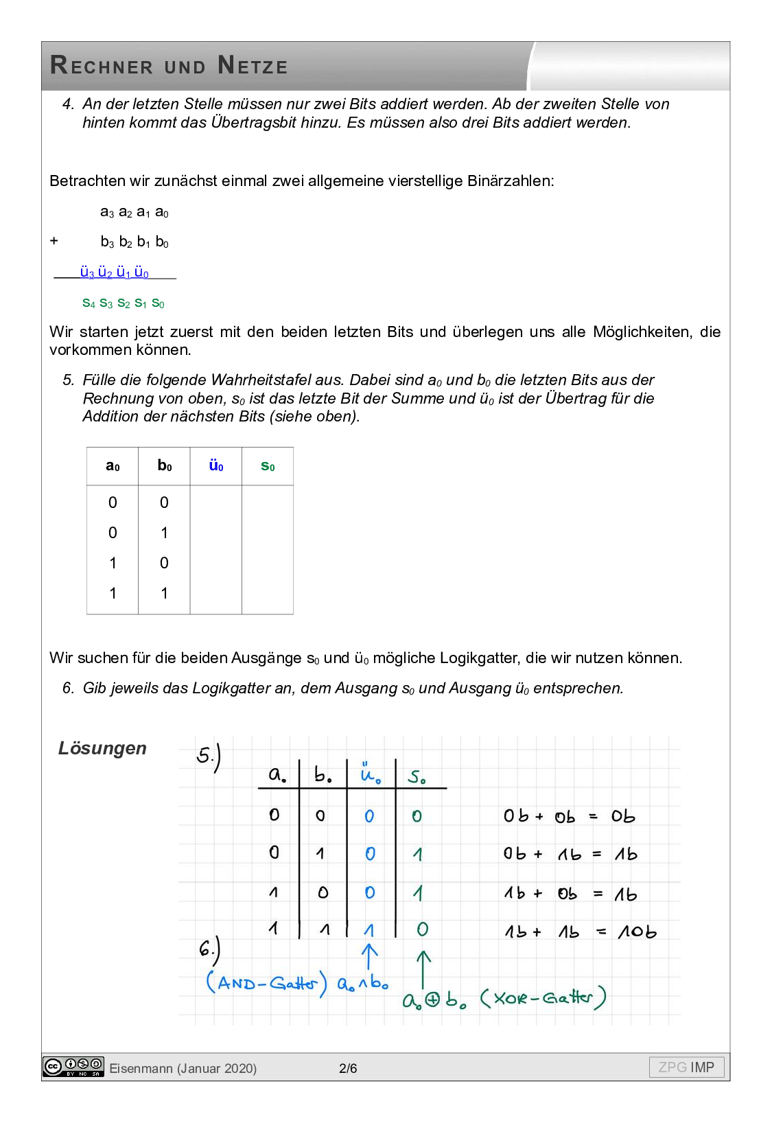 Addierer: Lösung, Seite 2