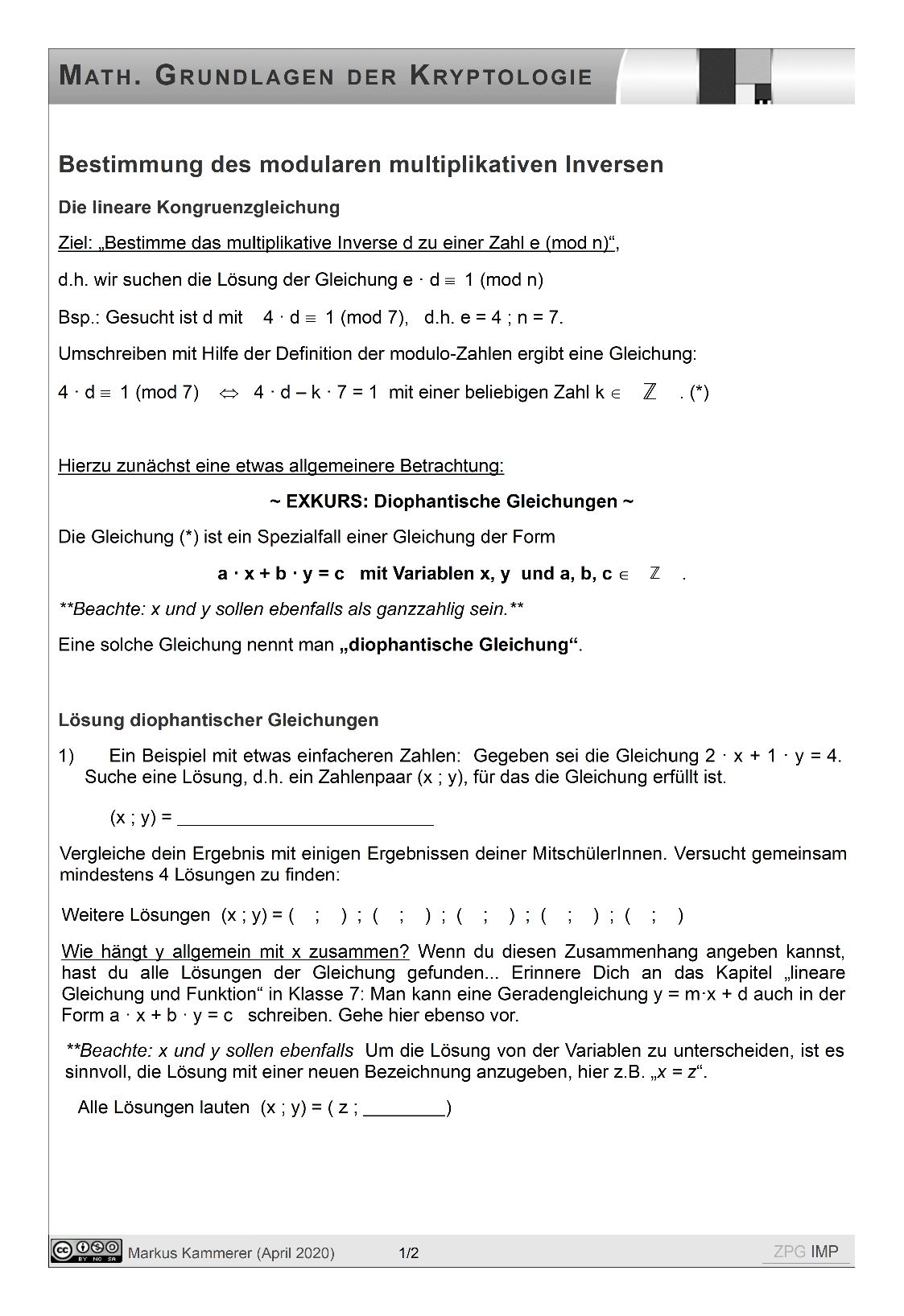 Diophantische Gleichung, Seite 1
