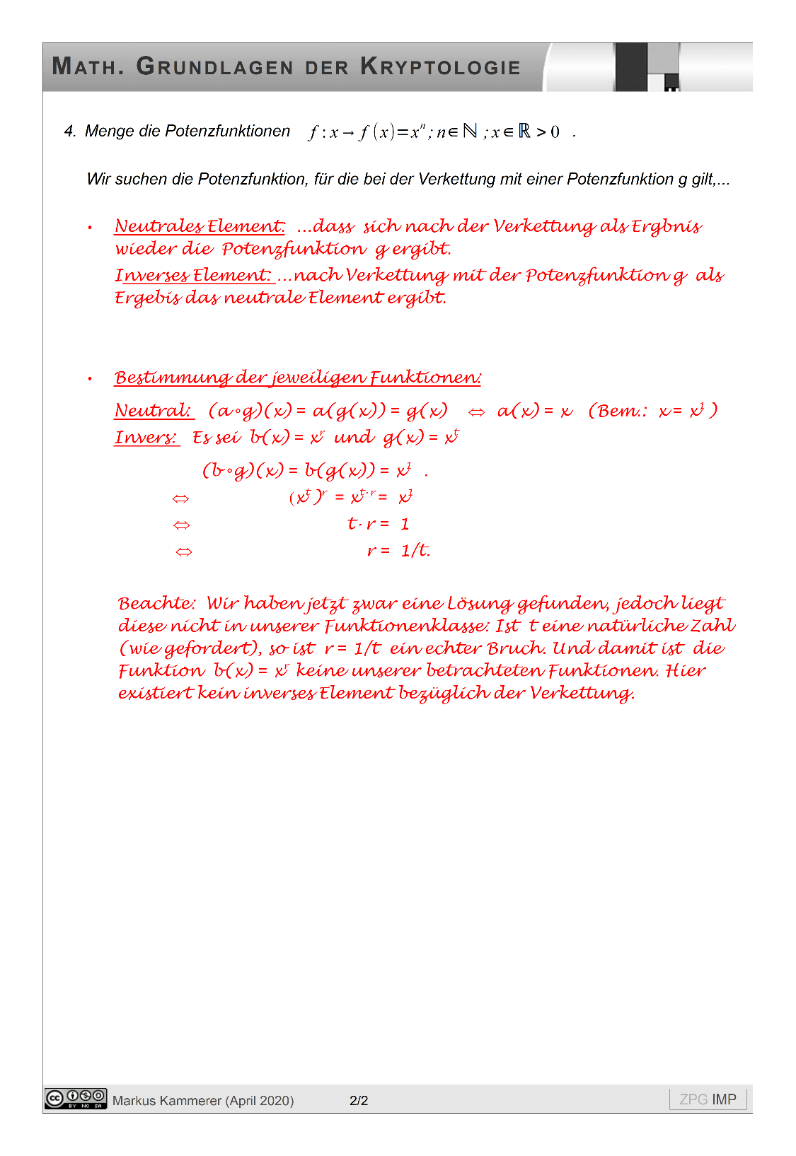 Neutrale und inverse Elemente: Lösung, Seite 2