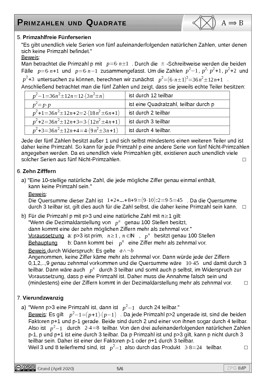 Primzahlen: Lösung, Seite 5