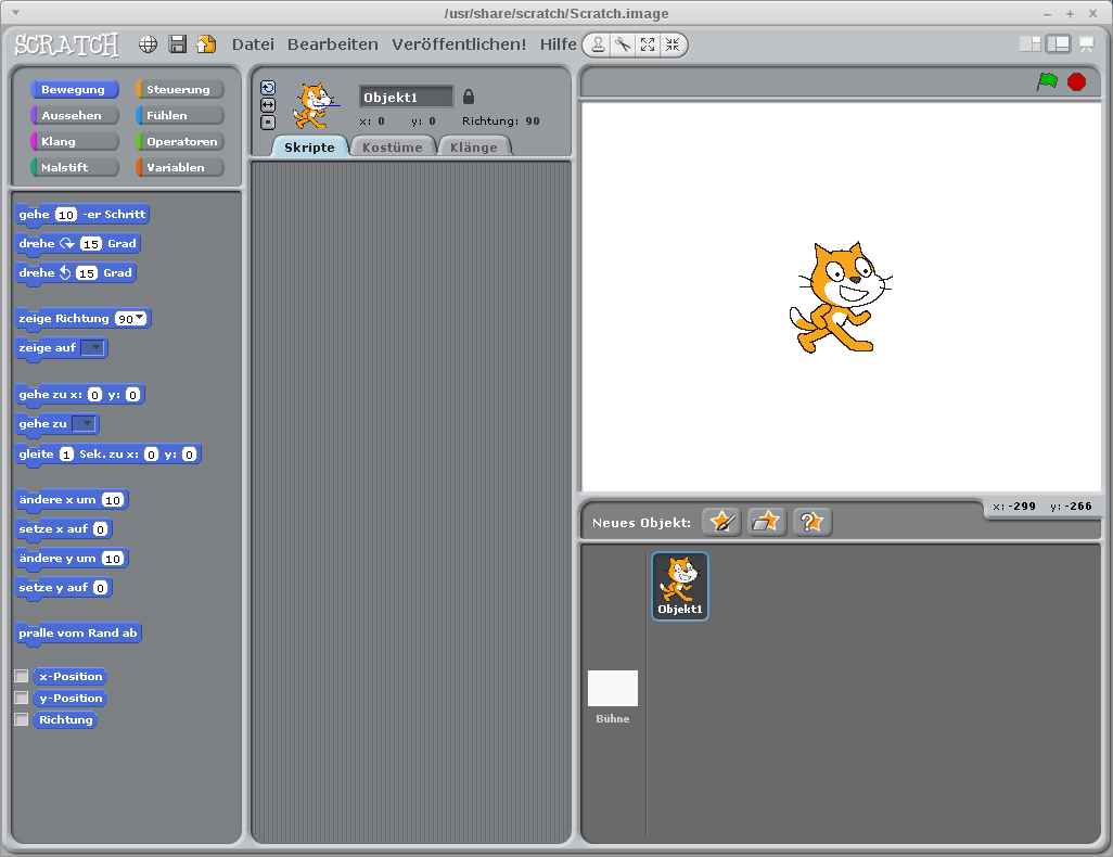 Die Programmierumgebung von Scratch 1.4